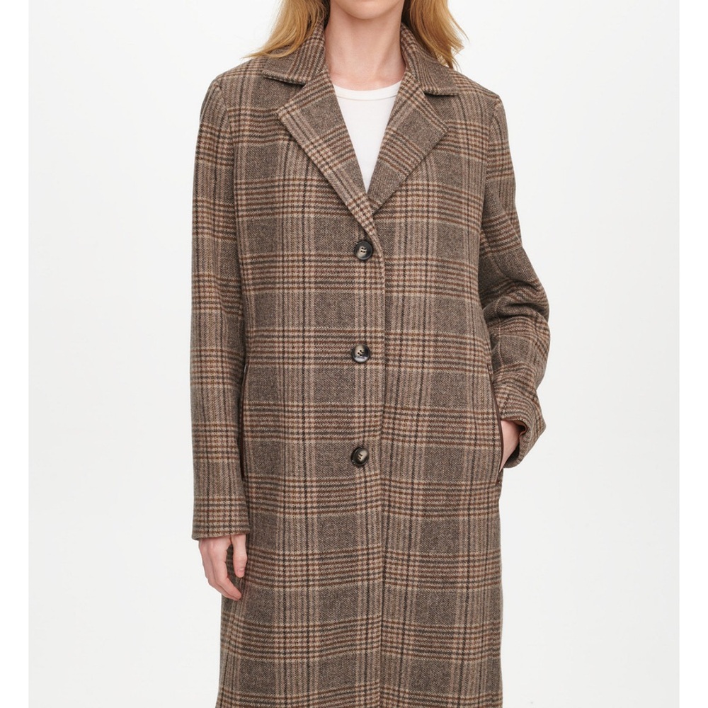 DKNY Plaid Walker Coat